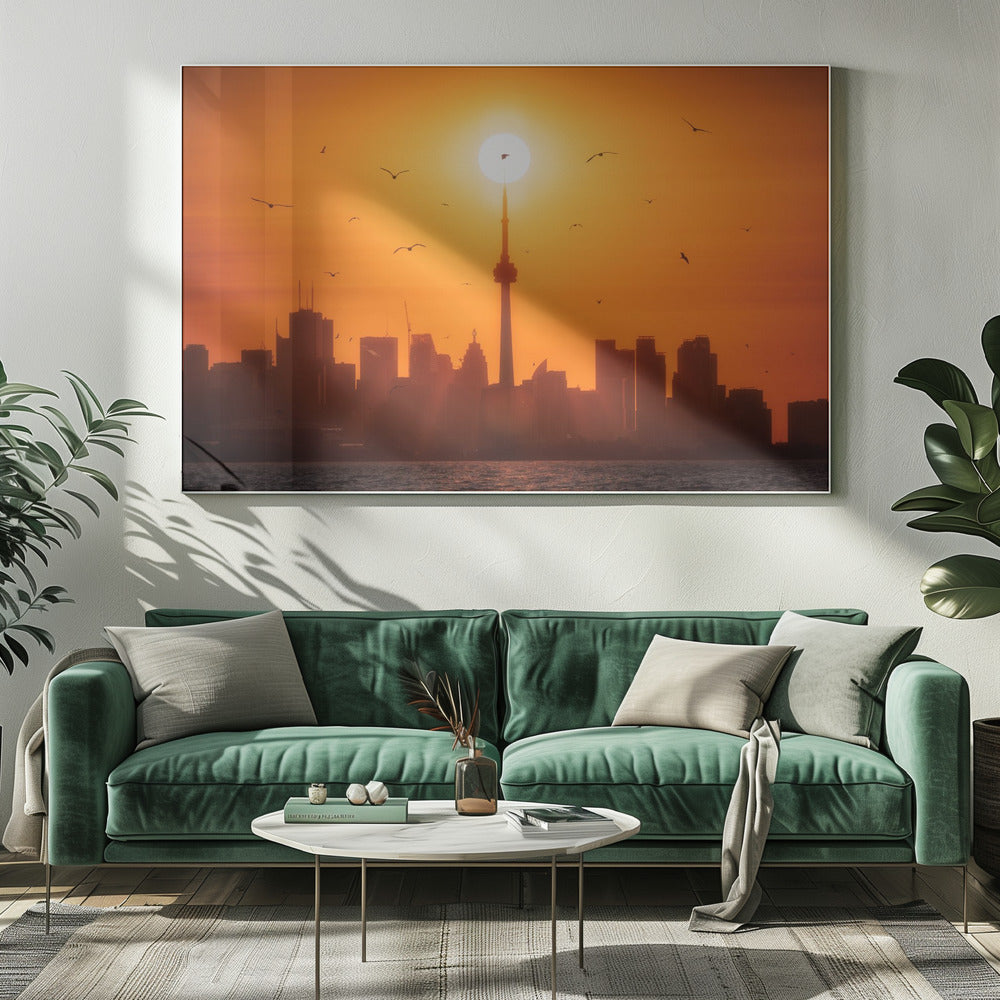 Sun Rising Behind Toronto Canvas Print