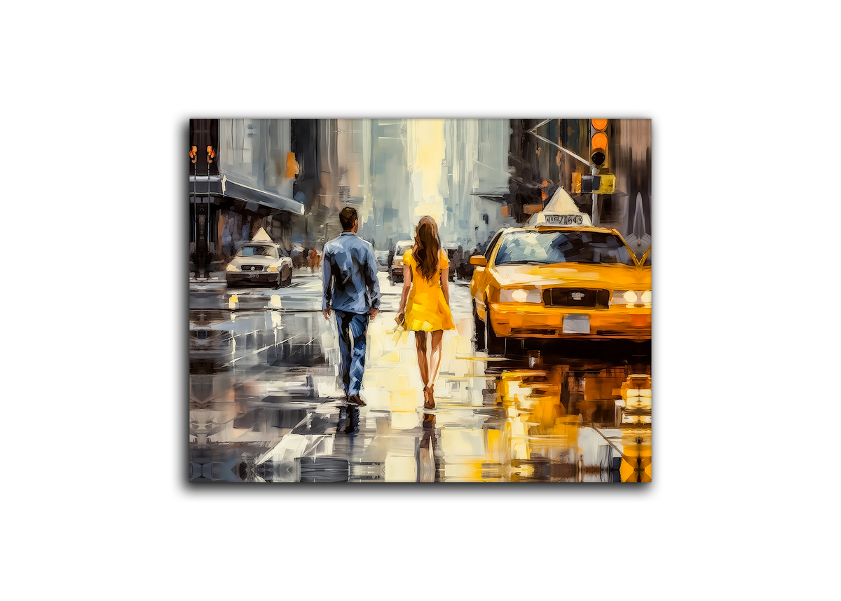 Couple in NY-Vintage Downtown New York-Canvas Print-Wall Art