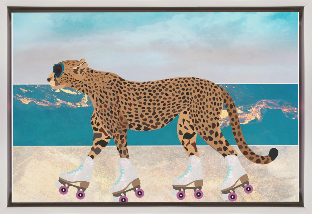 Wall art Cheetah Rollerskating Landscape Beach 01