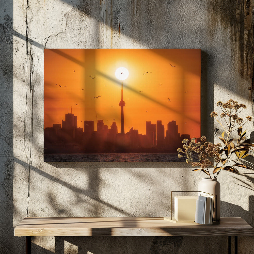 Sun Rising Behind Toronto Canvas Print