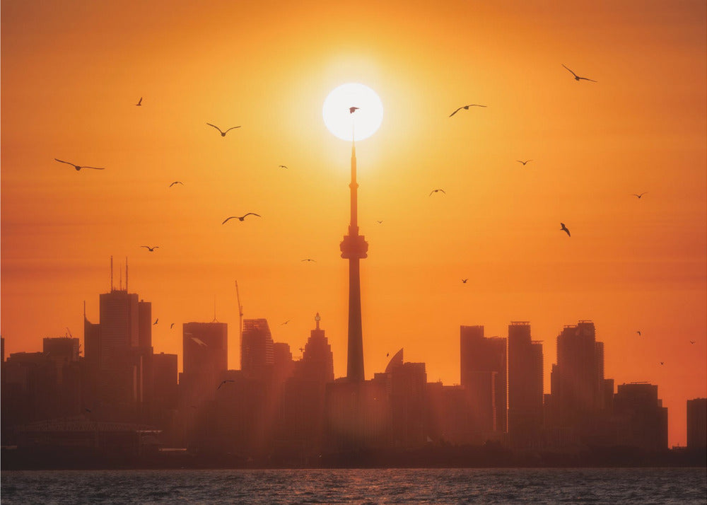 Sun Rising Behind Toronto Canvas Print